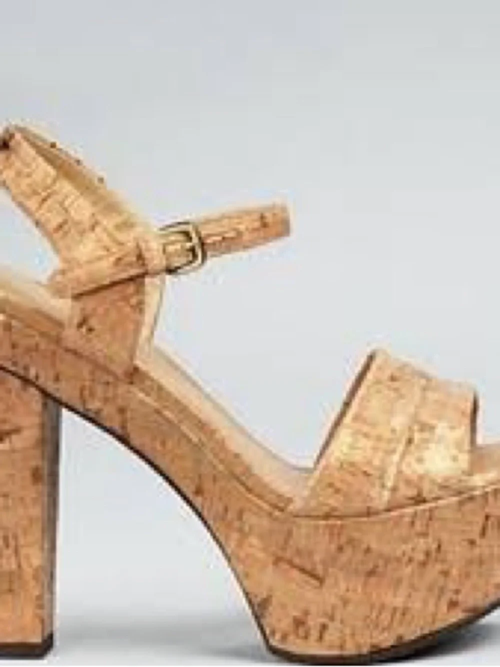 Stuart Weitzman Cork Platform Block Heel Sandal - Tan